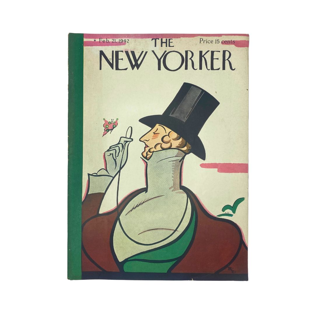 The New Yorker, February 21, 1942: Complete magazine with cover artwork by Rea Irvin, in VG condition