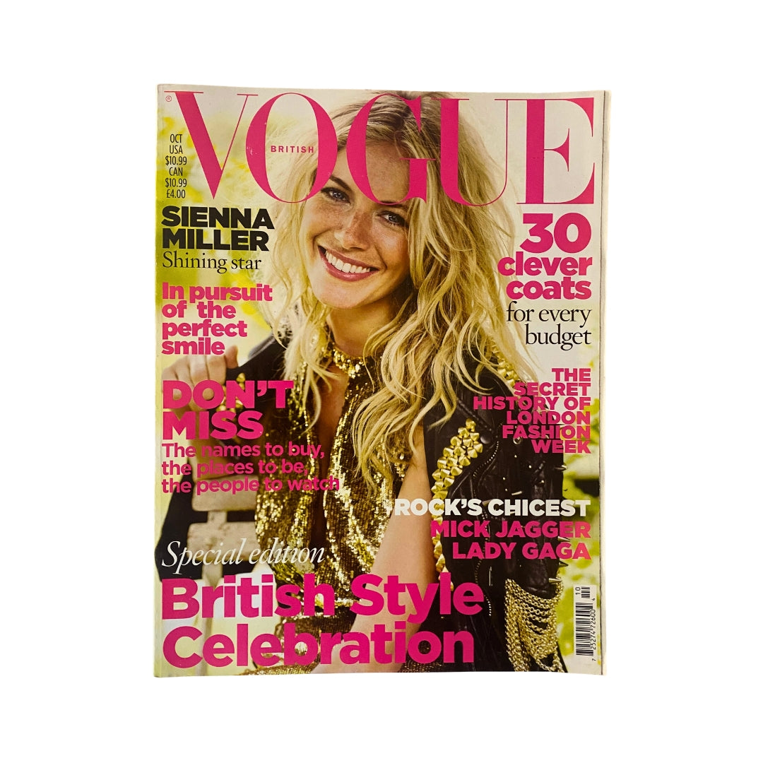 Vogue UK Magazine October 2009 featuring Sienna Miller on the cover, showcasing fashion trends and the cultural essence of the late 2000s.