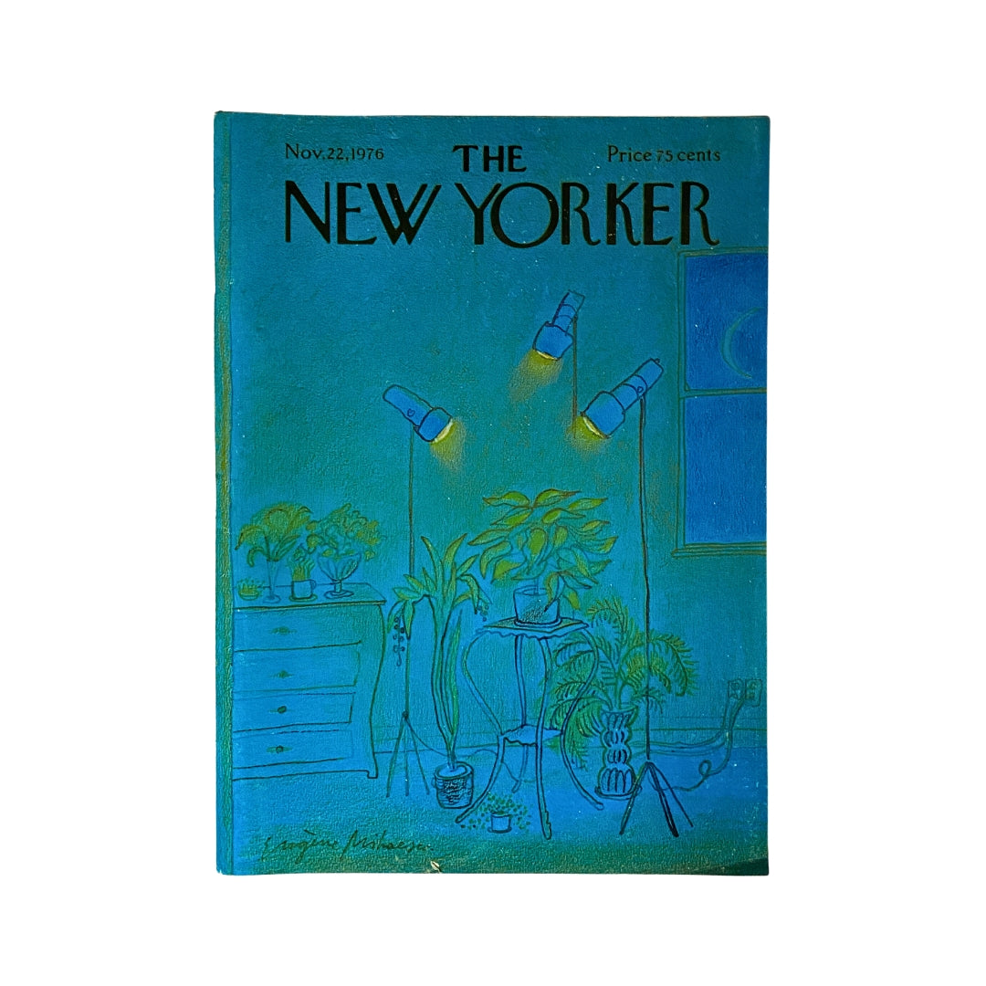 Cover of The New Yorker Complete Magazine November 22, 1976 featuring an illustration by Eugène Mihaesco with lamps and potted plants.