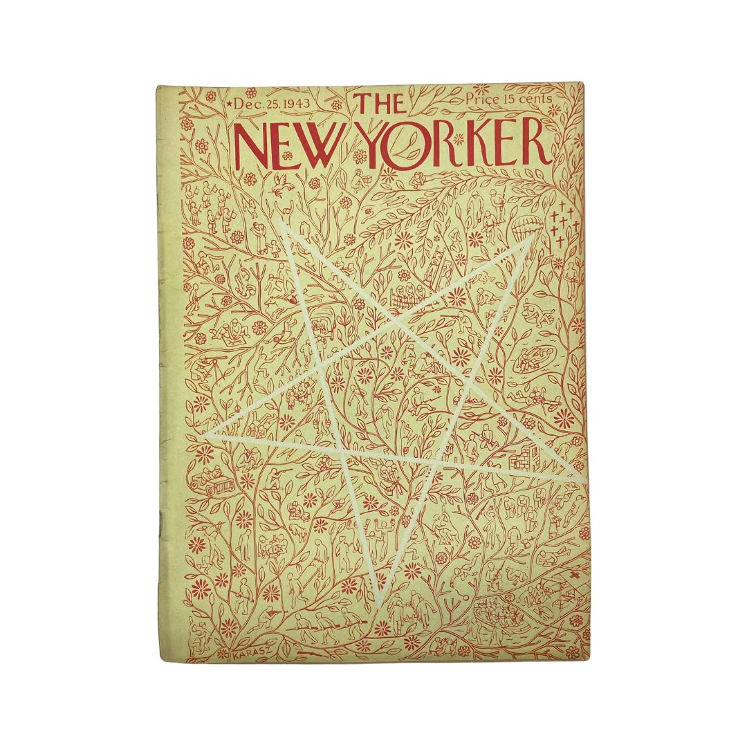 Cover of The New Yorker, December 25, 1943, featuring artwork by Ilonka Karasz, in very good (VG) condition