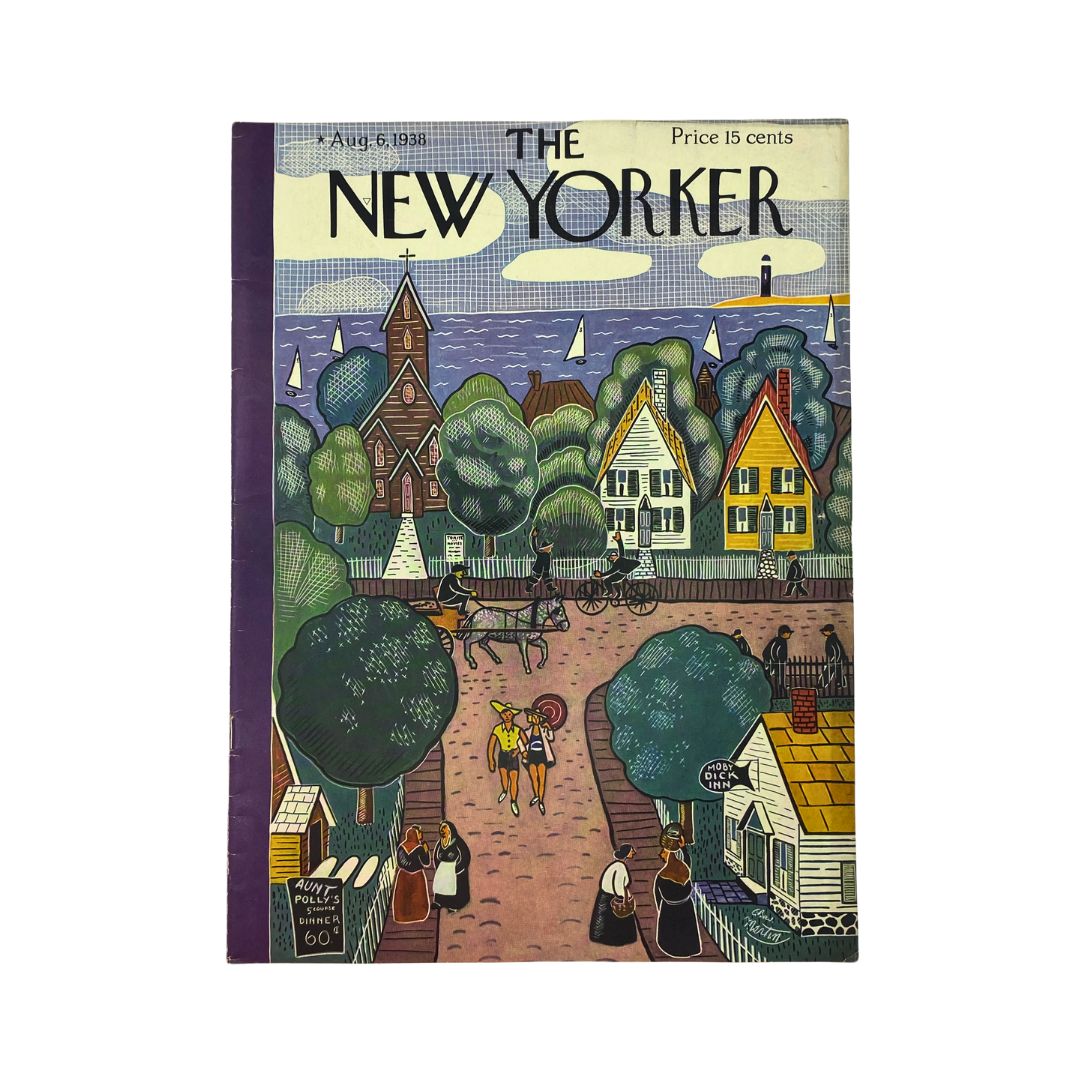Cover of The New Yorker, August 6, 1938, featuring artwork by Charles E. Martin, in very good (VG) condition