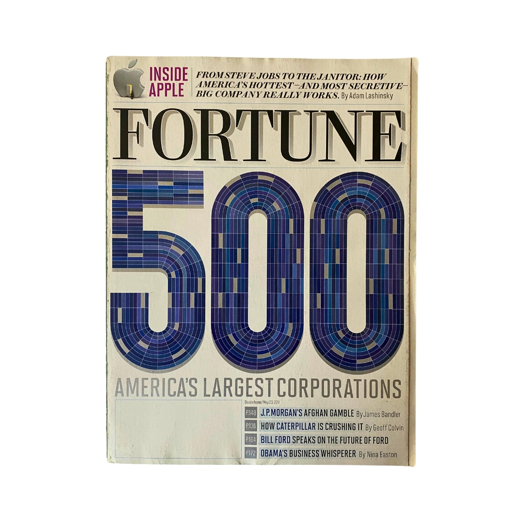 Cover of Fortune Magazine May 23, 2011 Double Issue featuring the title 'Fortune 500 America's Largest Corporations'. The design includes bold typography and highlights key topics such as corporate success and economic insights.