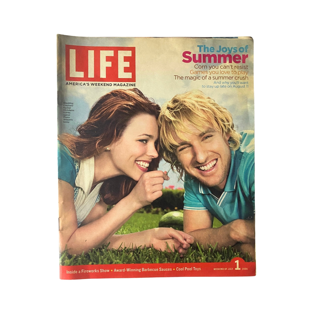 Life Magazine July 1, 2005 cover featuring Rachel McAdams and Owen Wilson enjoying summer games and activities.
