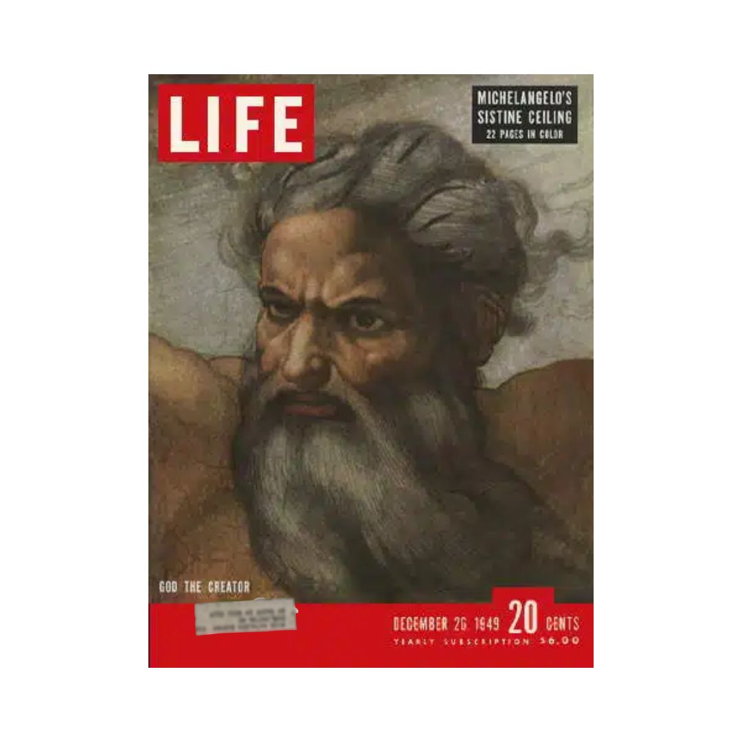 Life Magazine December 26, 1949 Featuring Michelangelo's Sistine Chapel "God the Creator" Art