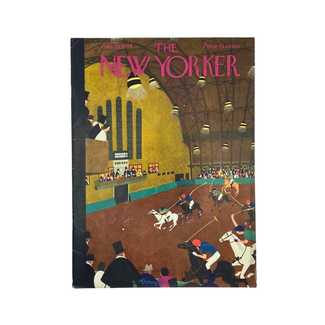 Cover of The New Yorker, January 20, 1934, featuring artwork by Adolph Kronengold, in very good (VG) condition