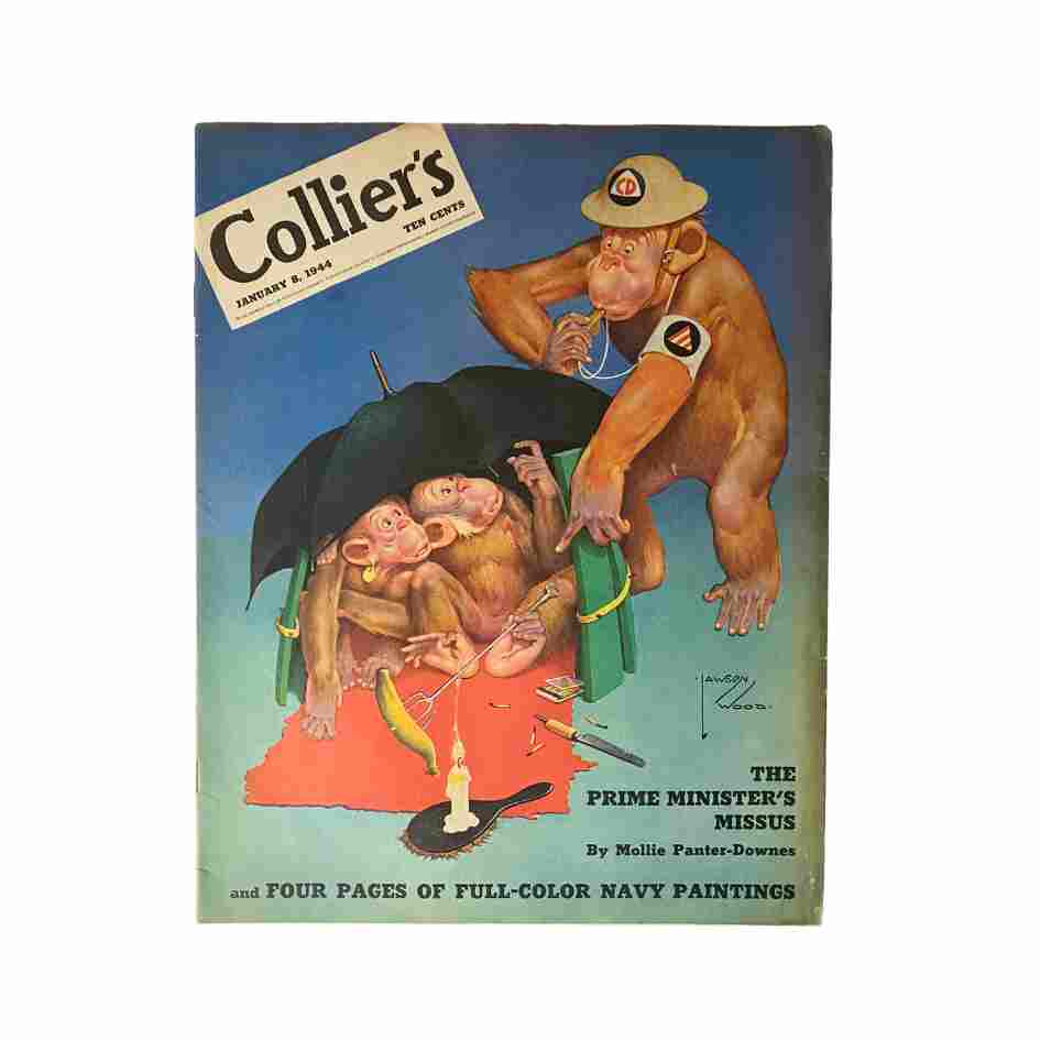 Vintage Collier's Magazine January 8, 1944 Lawson Wood Cover