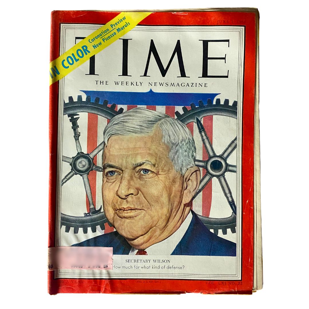 VTG Time Magazine June 1, 1953 featuring Charles Erwin Wilson on the cover, showcasing historical elements and vintage design.