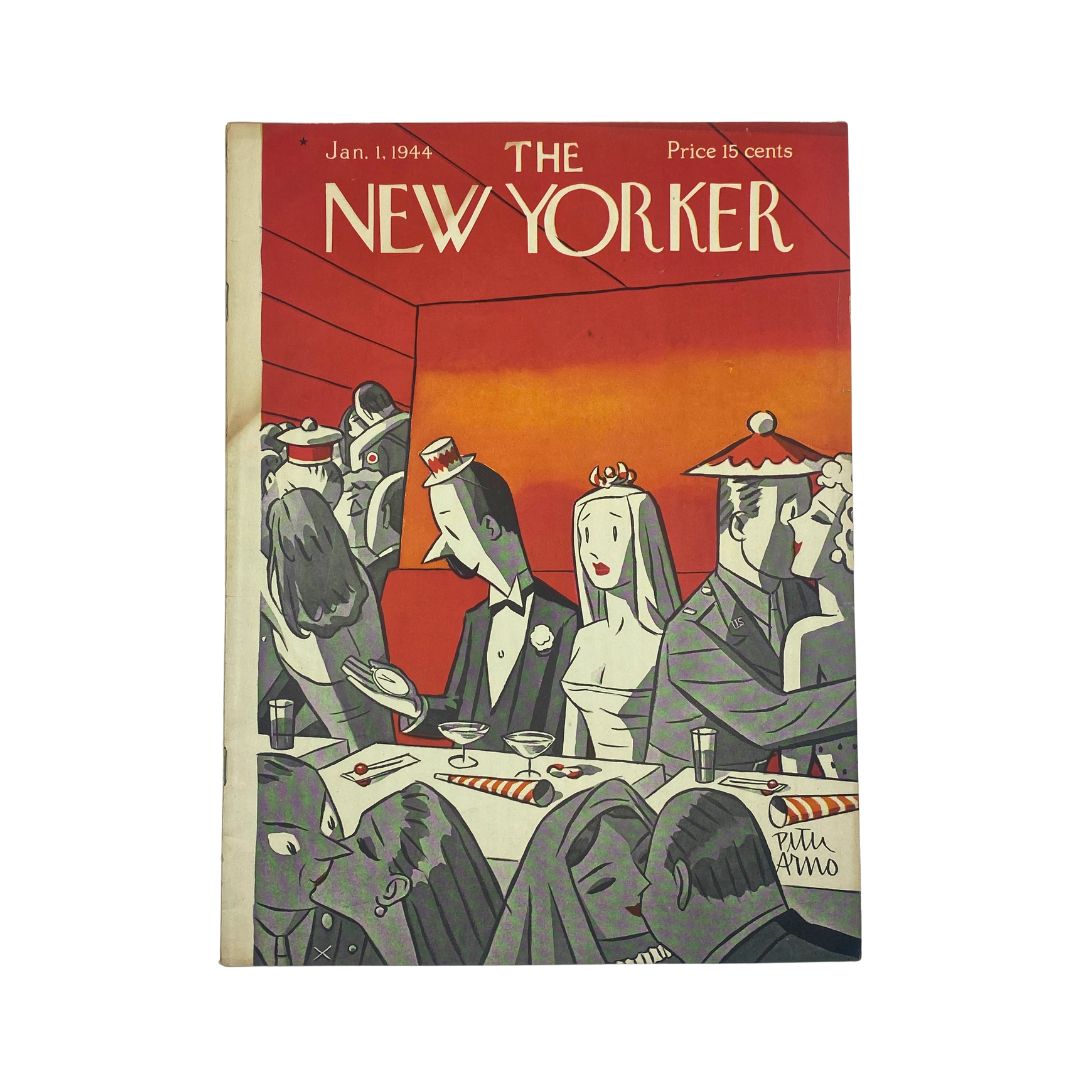 Cover of The New Yorker, January 1, 1944, featuring artwork by Peter Arno, in very good (VG) condition