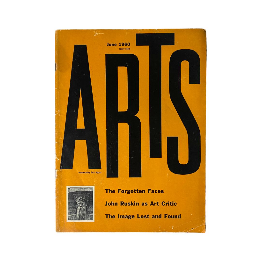 Cover of the June 1960 issue of ARTS magazine featuring John Ruskin as Art Critic, showcasing bold typography and a vintage aesthetic, ideal for collectors and art enthusiasts.