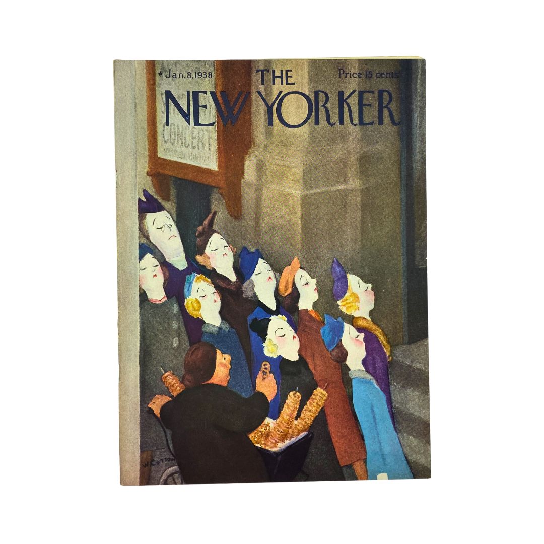Cover of The New Yorker, January 8, 1938, featuring an illustration by William Cotton, VG condition
