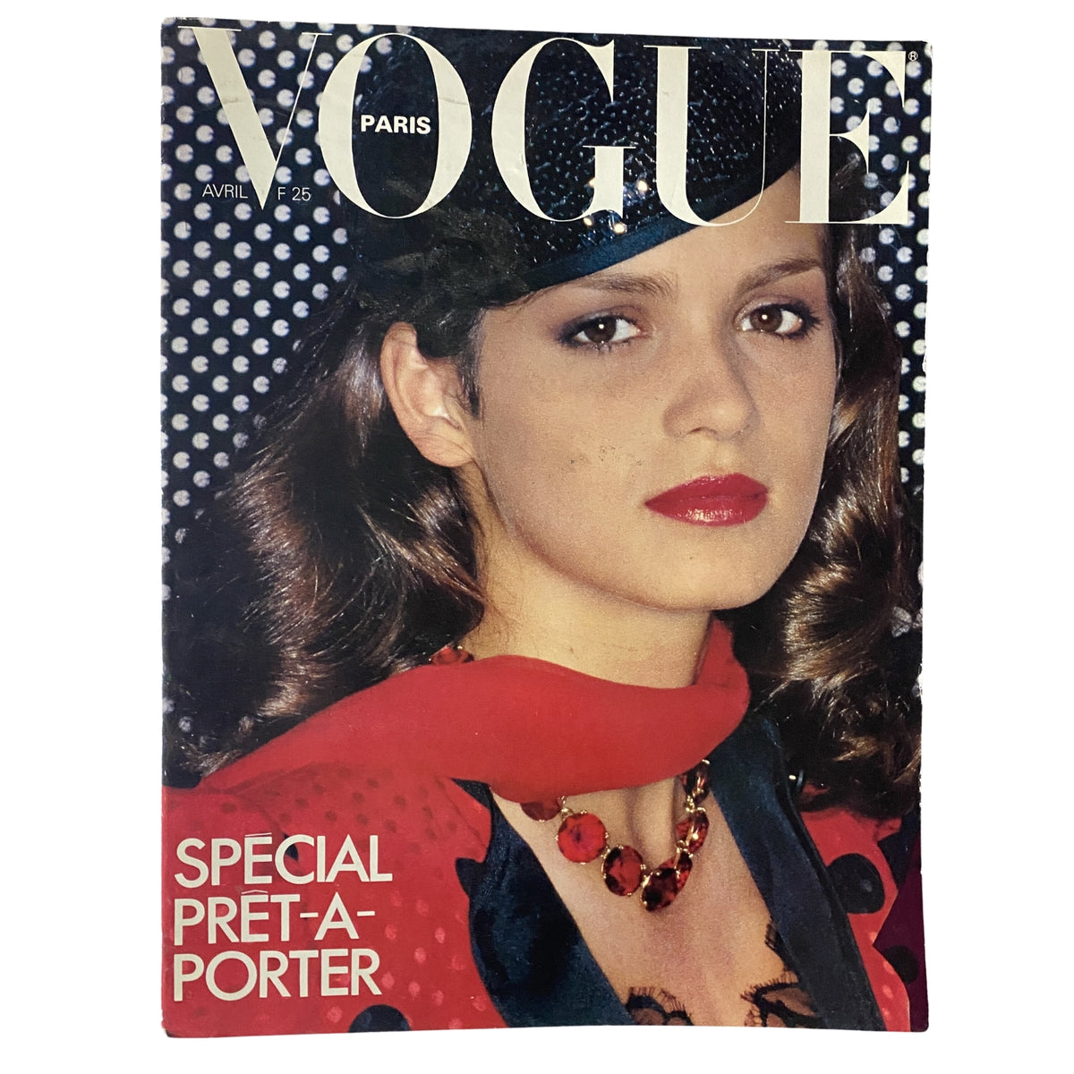 Cover of Vogue Paris Magazine April 1979 featuring Gia Carangi, showcasing vibrant fashion photography and bold styling.