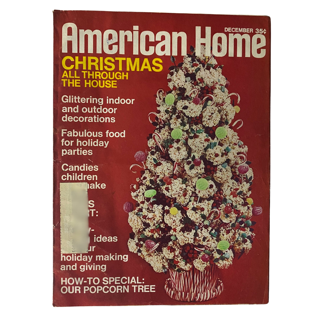 Cover of American Home Magazine, December 1970 issue titled 'Christmas All Through The House,' featuring a festive popcorn tree and holiday decorating ideas.