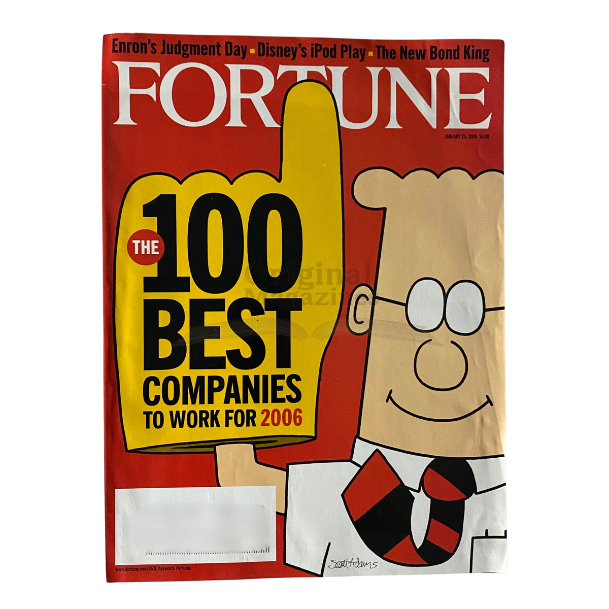 Fortune Magazine January 23, 2006 cover featuring the headline 'The 100 Best Companies to Work for 2006', illustrated with a character pointing finger, showcasing workplace culture and employee satisfaction.