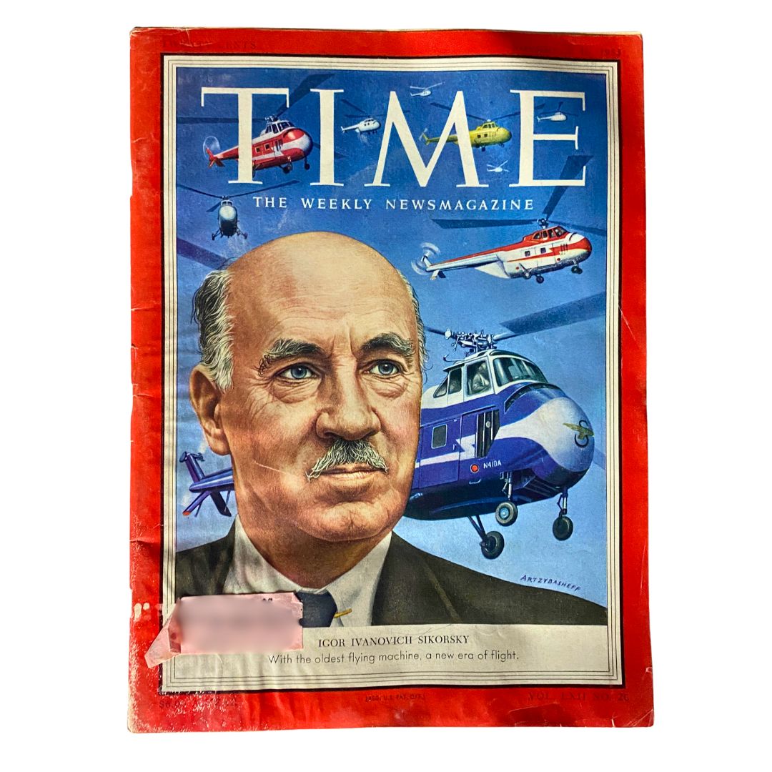 Cover of Time Magazine, November 16, 1953, Vol. 62, No. 20, featuring Igor Sikorsky