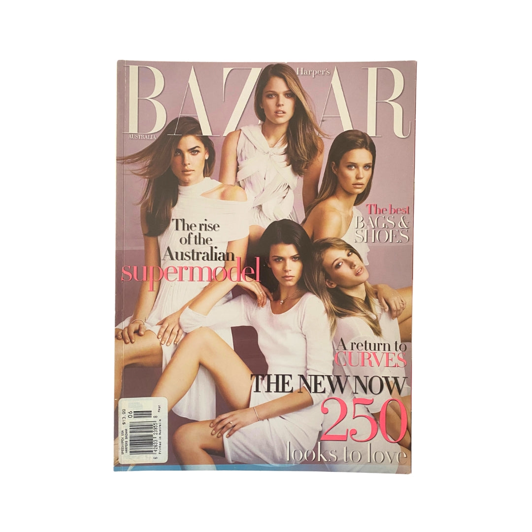 Harper's Bazaar Australia Magazine June July 2010 featuring Georgia Fowler on the cover with models showcasing fashion and beauty trends.