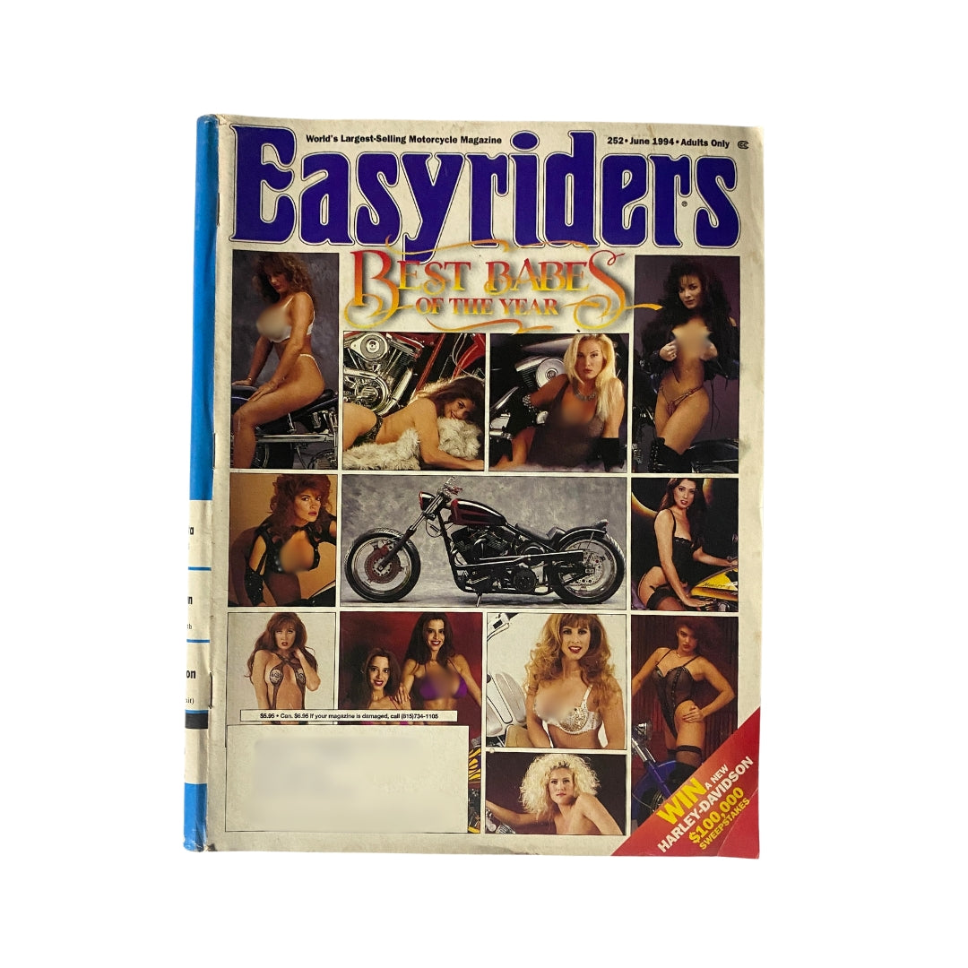 Cover of Easyriders Magazine June 1994 featuring 'The Best Babes of The Year' with stunning models and custom motorcycles, ideal for collectors of vintage motorcycle culture.