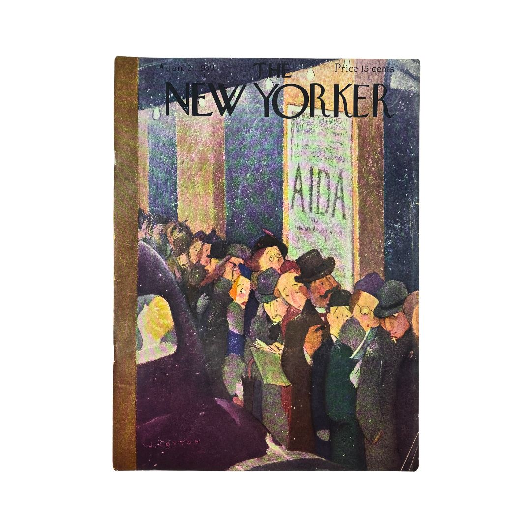 Cover of The New Yorker, January 21, 1939, featuring an illustration by William Cotton, VG condition