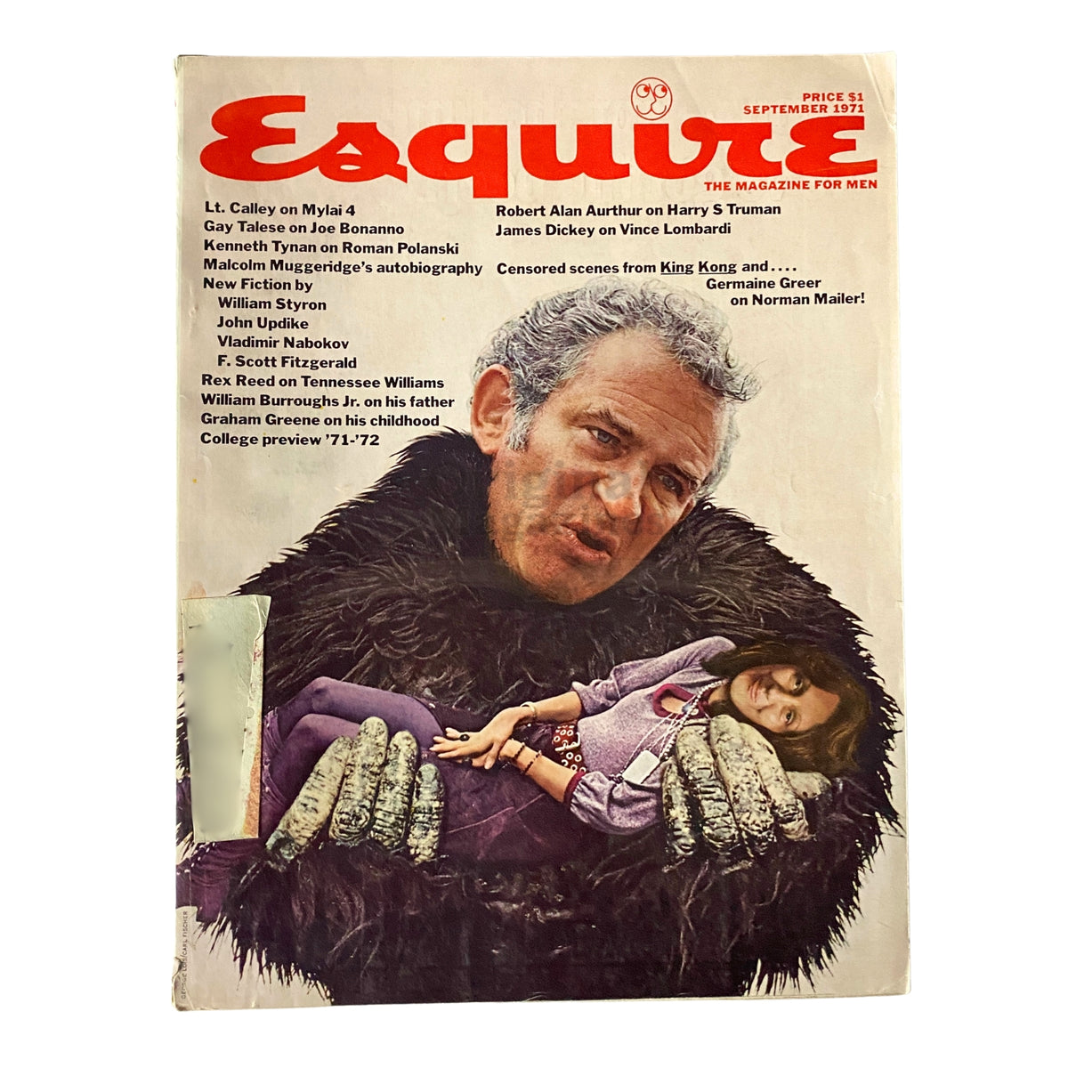 Esquire Magazine September 1971 Richard Burton Cover featuring a notable image of Richard Burton alongside various article highlights including contributions from famous authors and cultural commentary of the early 1970s.