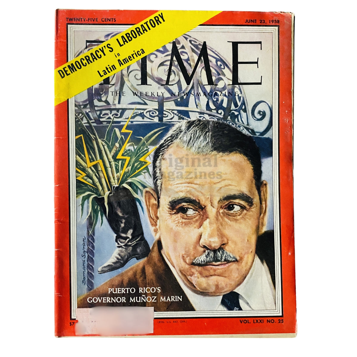 Time Magazine June 23 1958 Vol 71 No. 25 featuring Puerto Rico's Governor Muñoz Marín on the cover, showcasing the political climate of Latin America.
