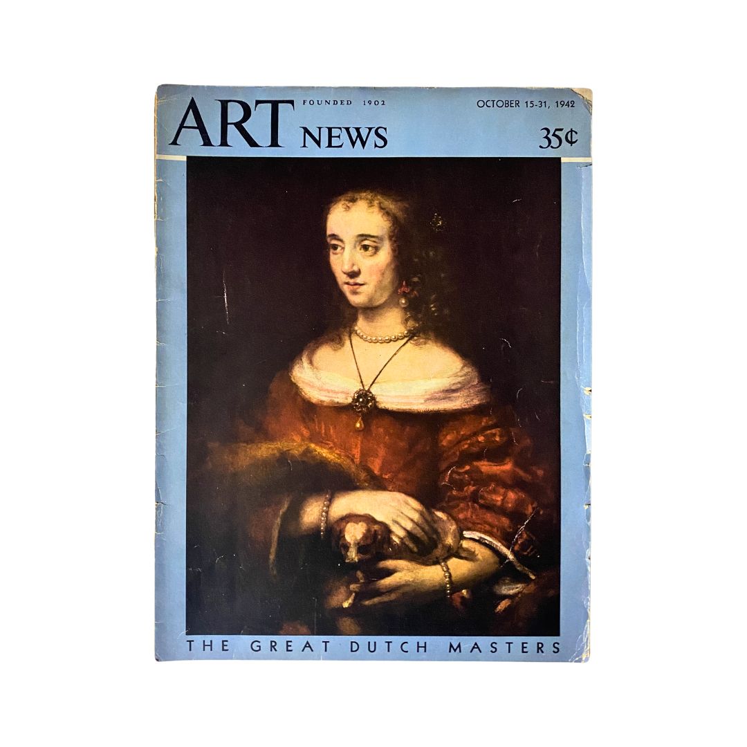 VTG Art News Magazine October 15, 1942 cover featuring the portrait of a young woman, highlighting the Great Dutch Masters exhibition at the Duveen Galleries.