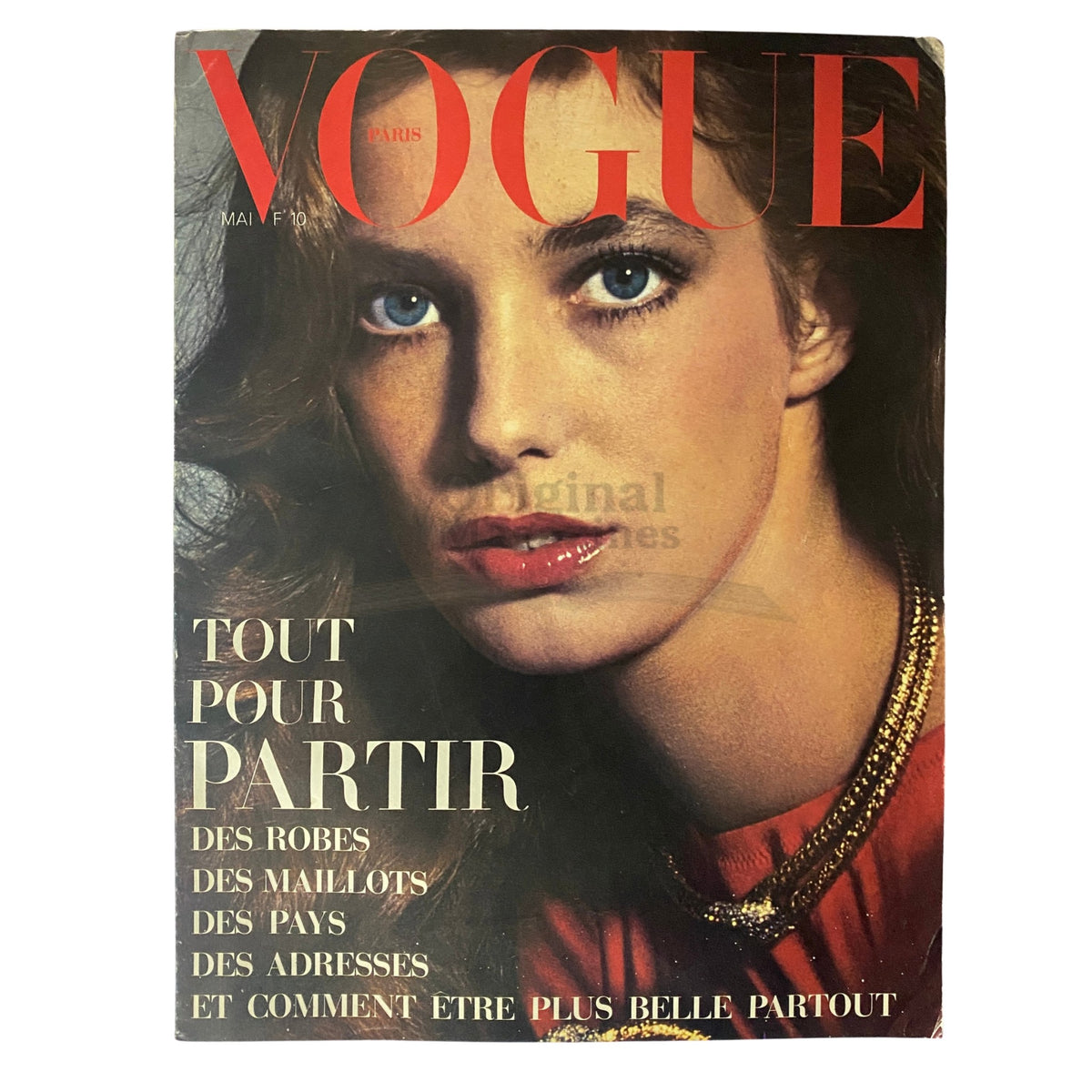 Vogue Paris Magazine May 1973 Jane Birkin Cover - a vintage fashion magazine showcasing iconic 1970s style, featuring striking photography and elegant design.