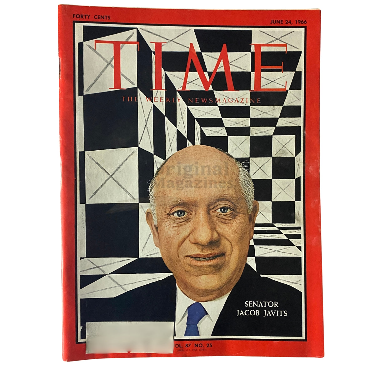 Time Magazine June 24 1966 Vol 87 No. 25 featuring Senator Jacob Javits on the cover, notable vintage magazine capturing the political essence of the 1960s.