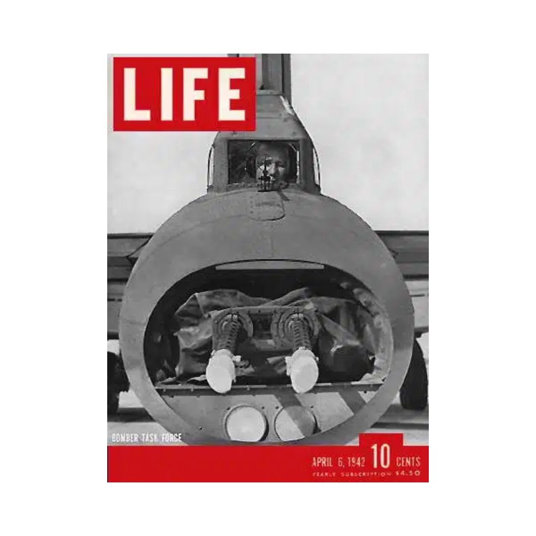 VTG Life Magazine April 6, 1942 cover featuring Bomber Task Force showcasing military aircraft and wartime imagery.
