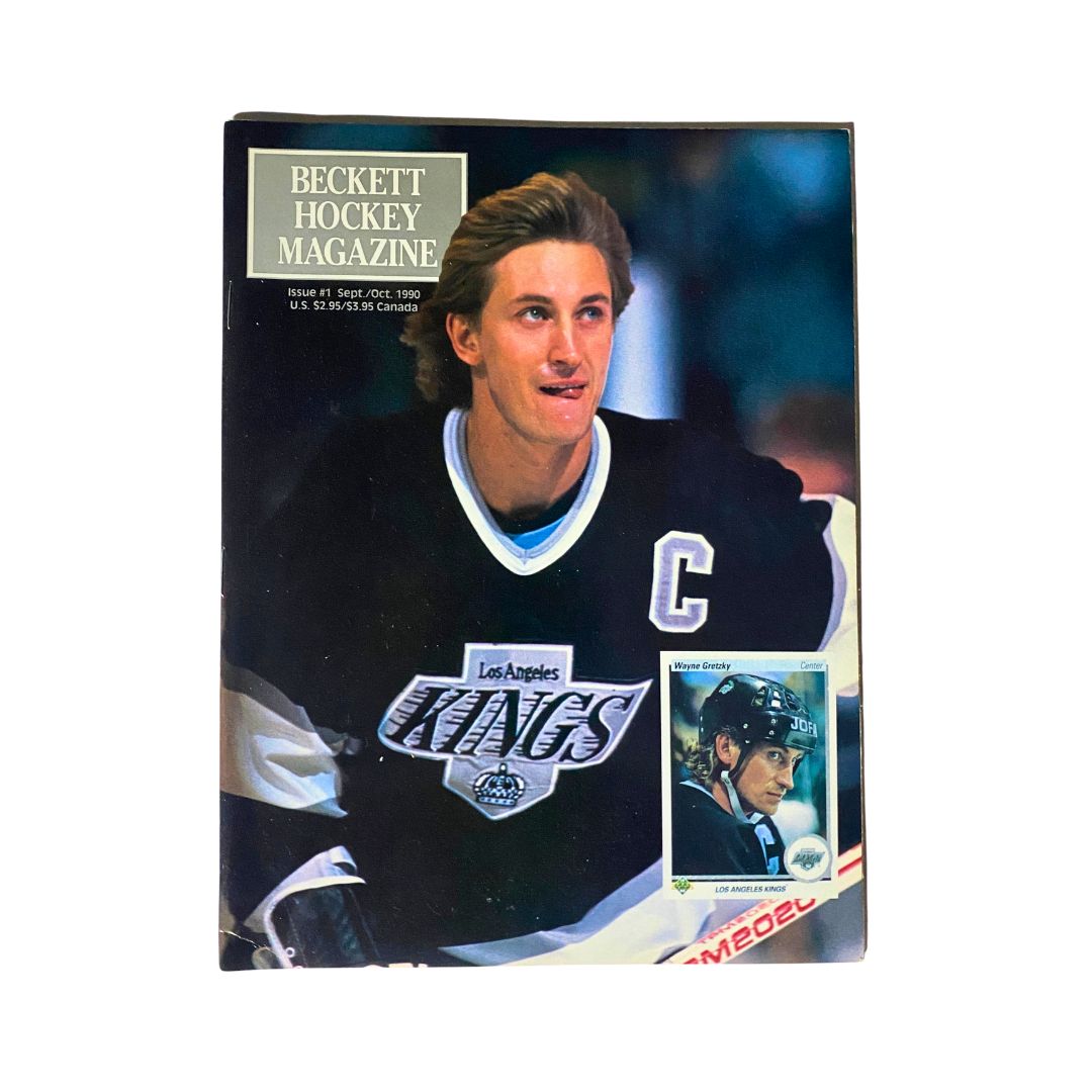 Cover of Beckett Hockey Magazine September 1990 featuring Wayne Gretzky in Los Angeles Kings jersey. The magazine highlights Wayne Gretzky as a hockey legend.