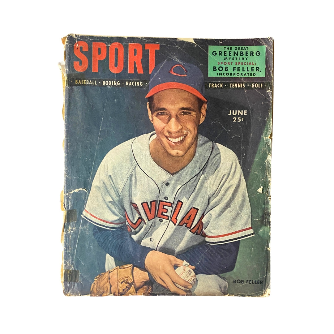 Sport Magazine June 1947 featuring a vintage cover with baseball player Bob Feller. Ideal for sports collectors and historians.