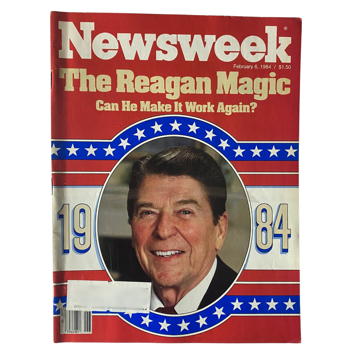 Newsweek Magazine February 6 1984 Ronald Reagan Cover featuring the headline 'The Reagan Magic' and an image of Ronald Reagan smiling. This vintage magazine is a collectible item reflecting early 1980s political history.