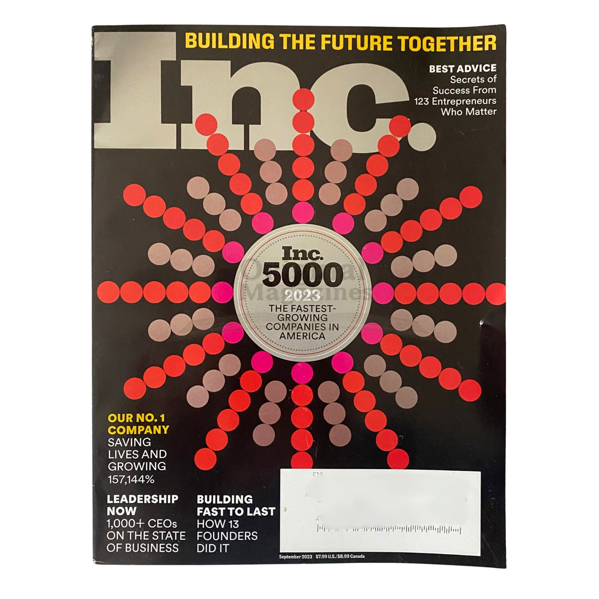 Cover of BusinessWeek Magazine September 2023 featuring the title 'Secrets of Success from 123 Entrepreneurs' with a dynamic design and bold colors.