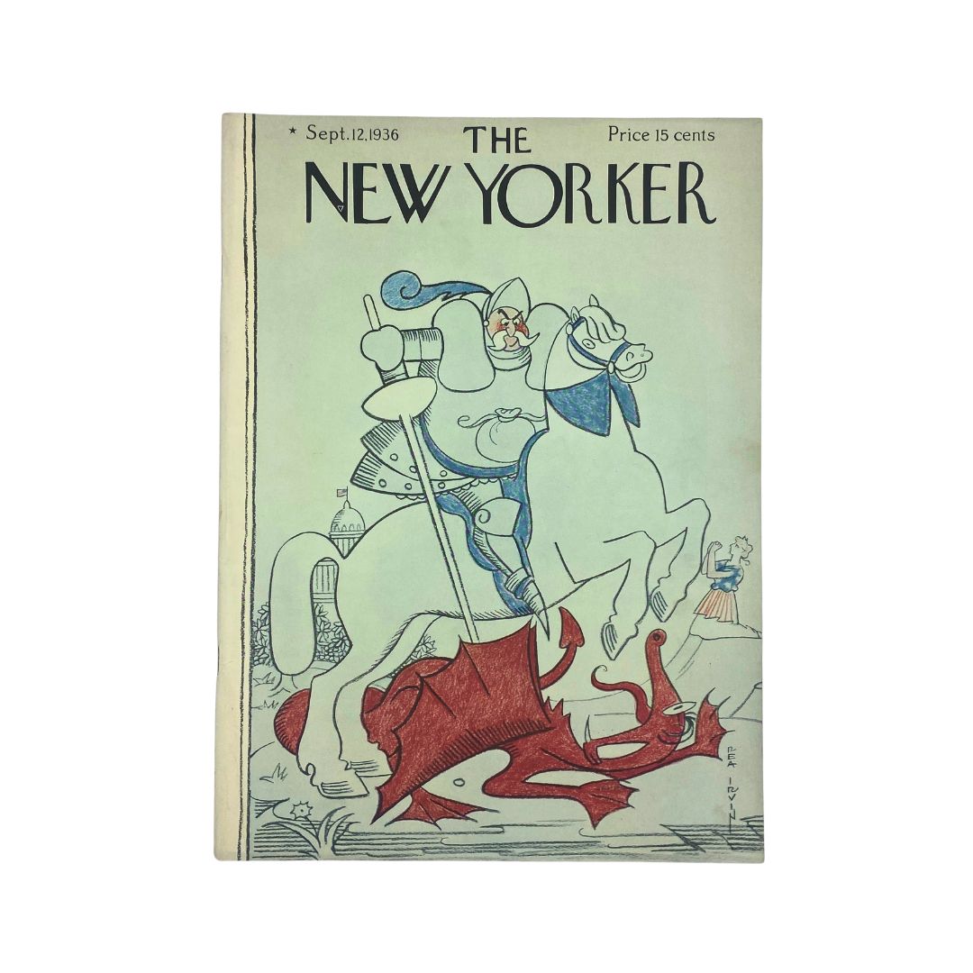 Cover of The New Yorker, September 12, 1936, featuring an illustration by Rea Irvin, VG condition