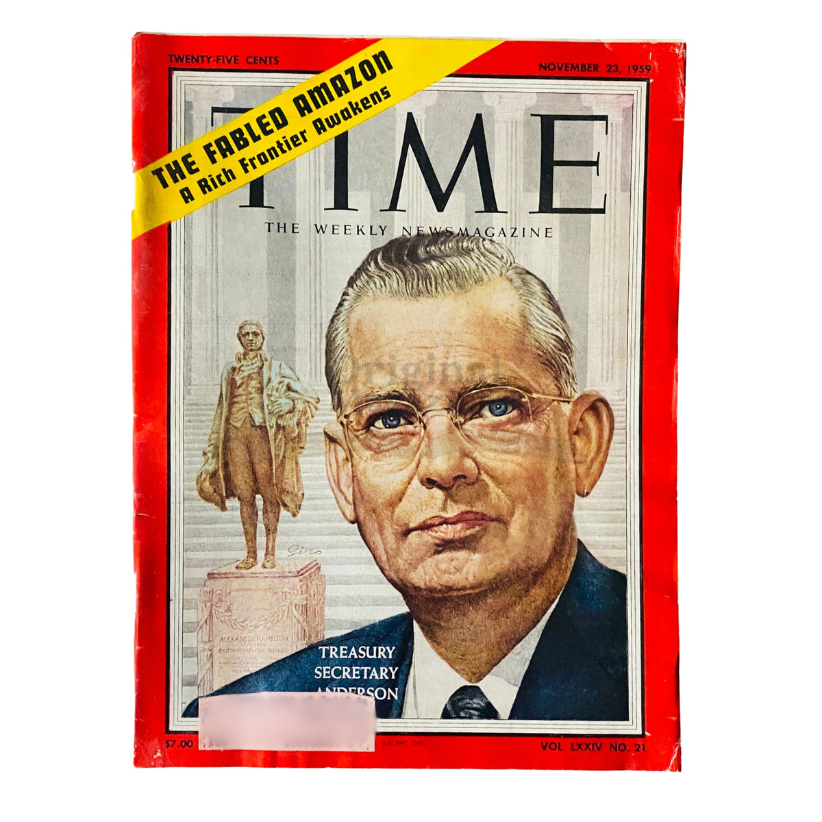 Time Magazine November 23 1959 featuring Secretary of the Treasury Robert B. Anderson on the cover, showcasing significant historical context and vintage magazine appeal.