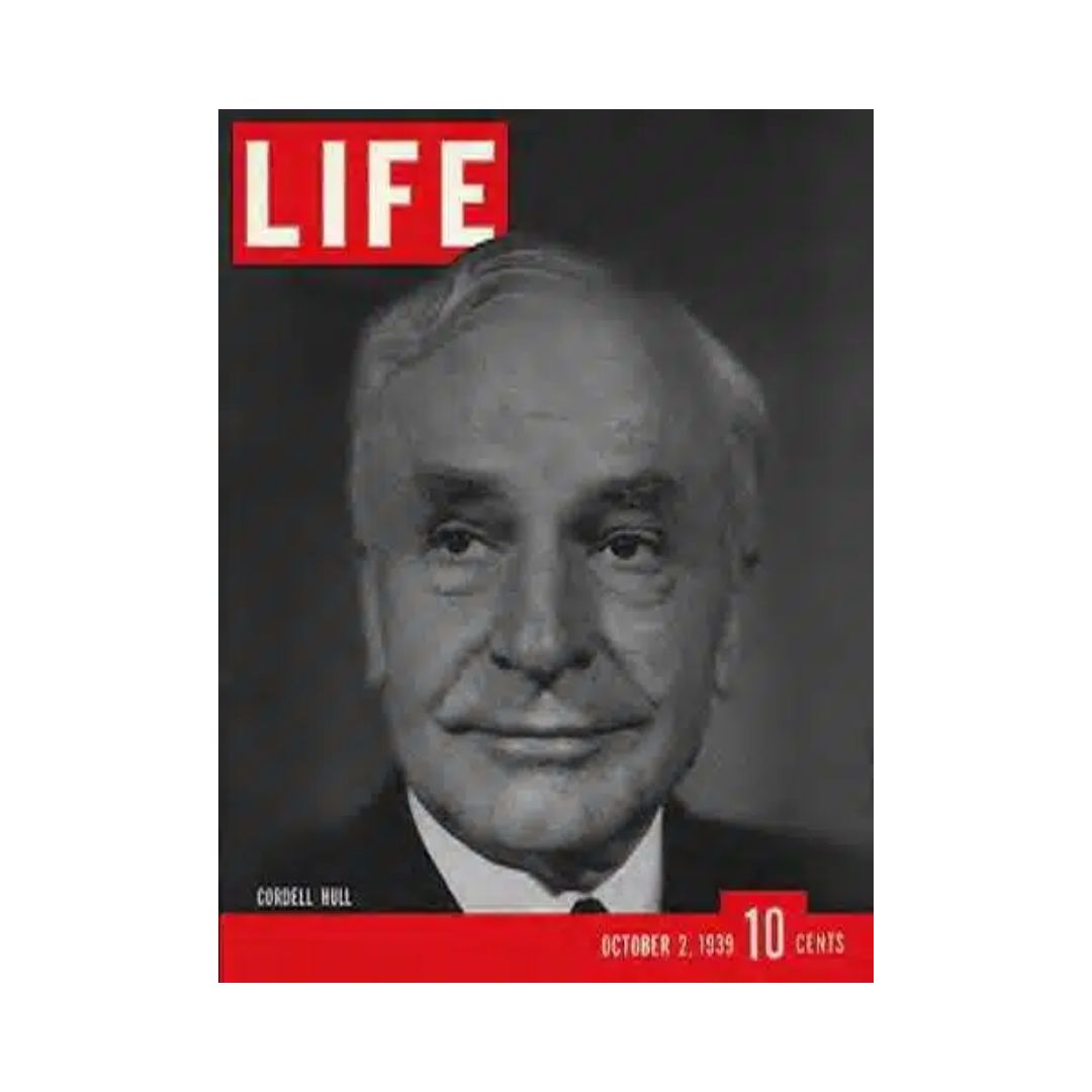 Cover of VTG Life Magazine from October 2, 1939 featuring Cordell Hull, Secretary of State, highlighting historical content and the political climate of the era.