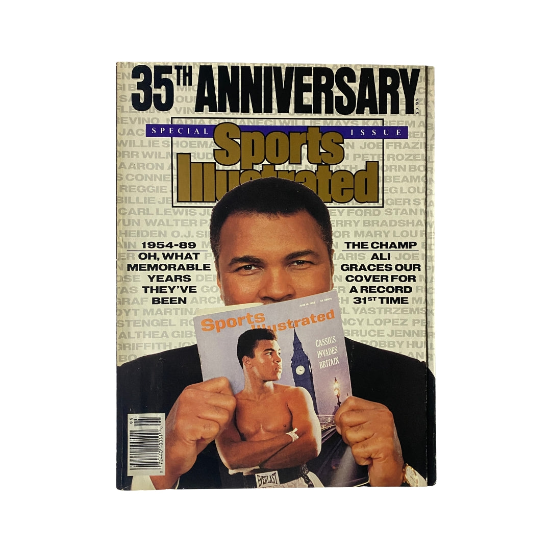 Sports Illustrated November 15, 1989 Muhammad Ali Cover No Label VG. A vintage magazine cover featuring Muhammad Ali celebrating the 35th anniversary of Sports Illustrated and showcasing the iconic boxer.