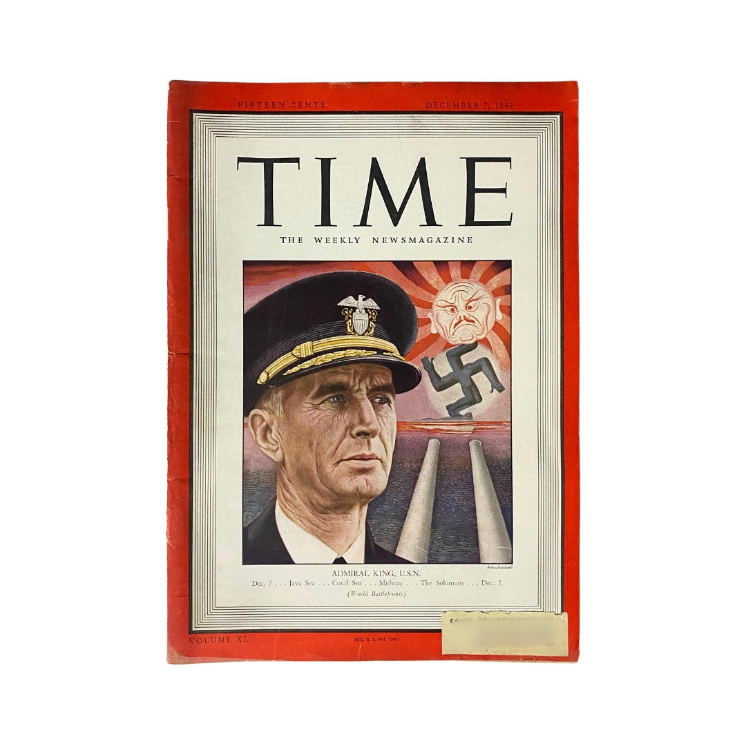 Vintage Time Magazine December 7, 1942 Admiral Ernest J. King, U.S.N.