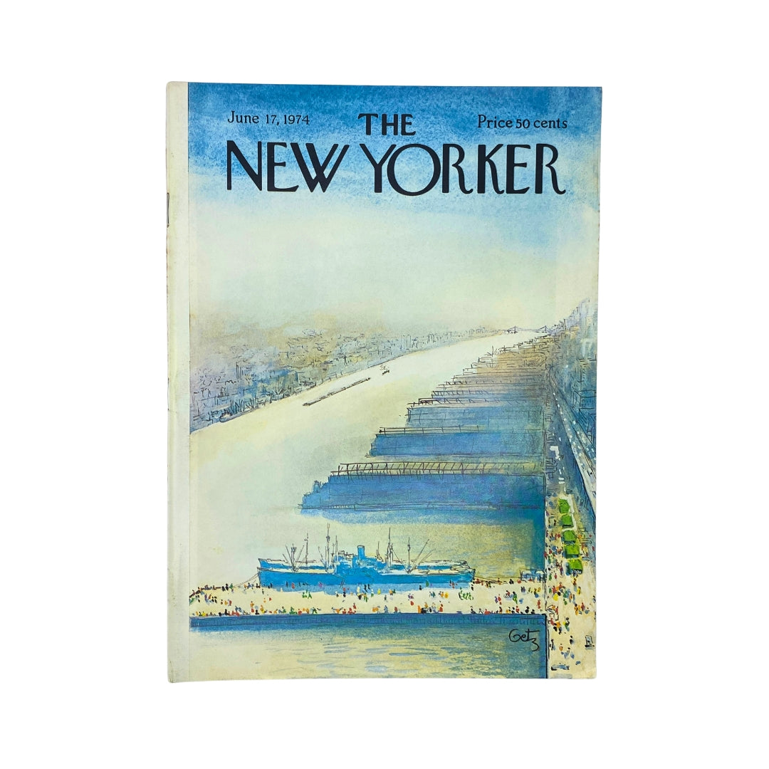 Cover of The New Yorker magazine from June 17, 1974, featuring an artistic illustration by Arthur Getz, depicting a scenic waterfront view, ideal for collectors of vintage publications.