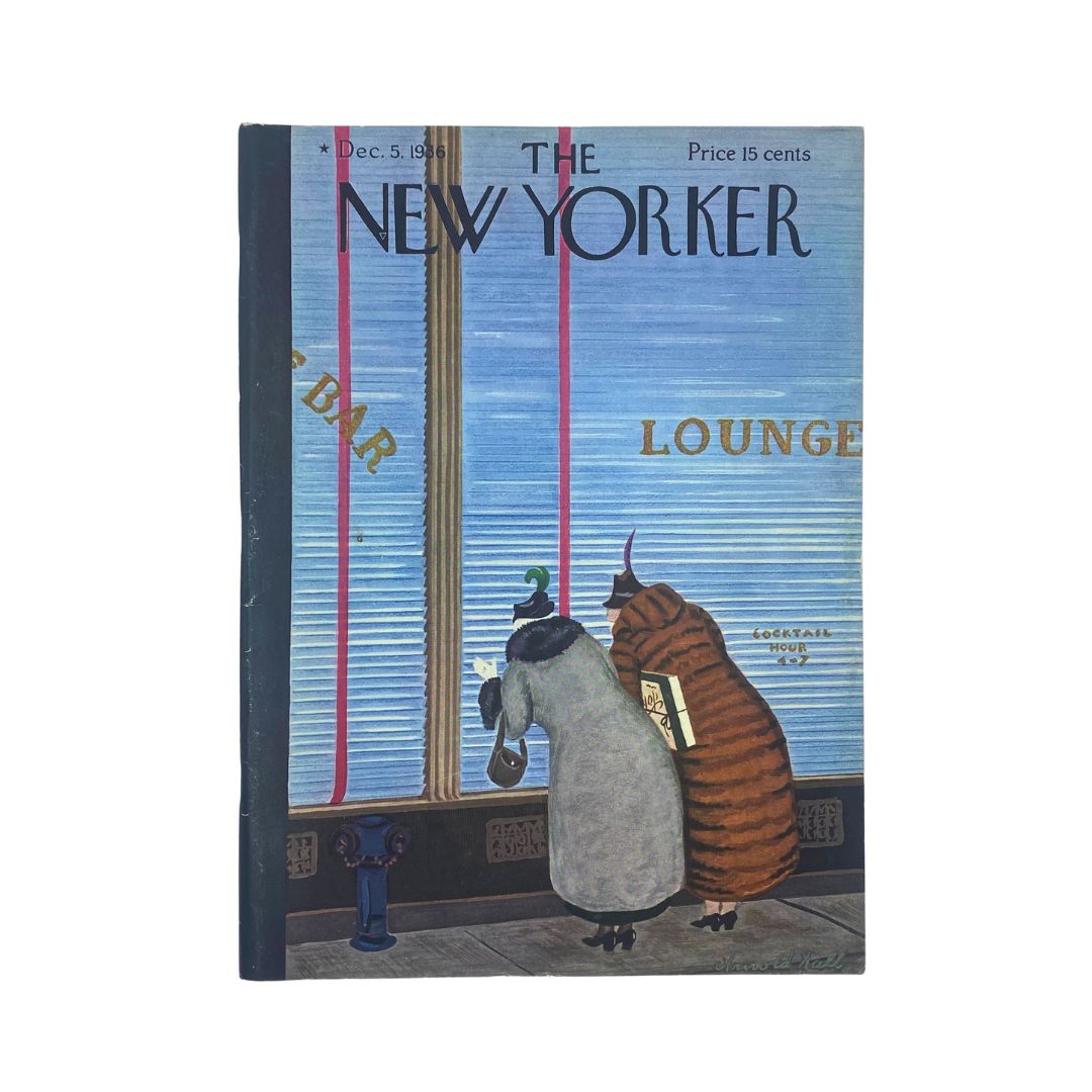 Cover of The New Yorker, December 5, 1936, featuring an illustration by Arnold Hall, VG condition