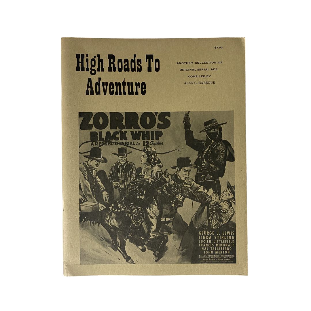 VTG 1971 High Roads to Adventure Zorro's Black Whip cover featuring the iconic character and a scene from the classic Republic Serial.