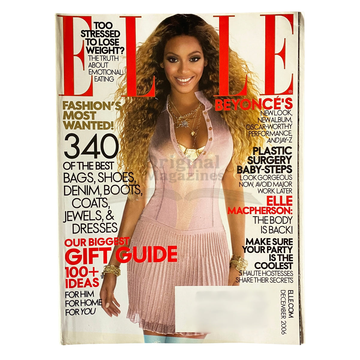 Elle Magazine December 2006 cover featuring Beyoncé Knowles showcasing fashion trends and beauty tips for the early 2000s.