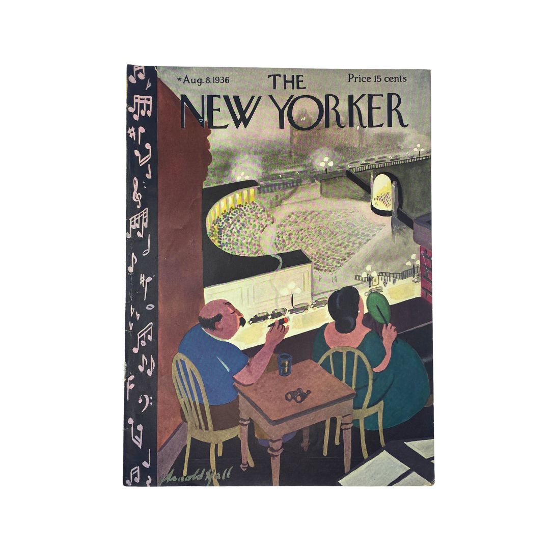 Cover of The New Yorker, August 8, 1936, featuring an illustration by Arnold Hall, VG condition