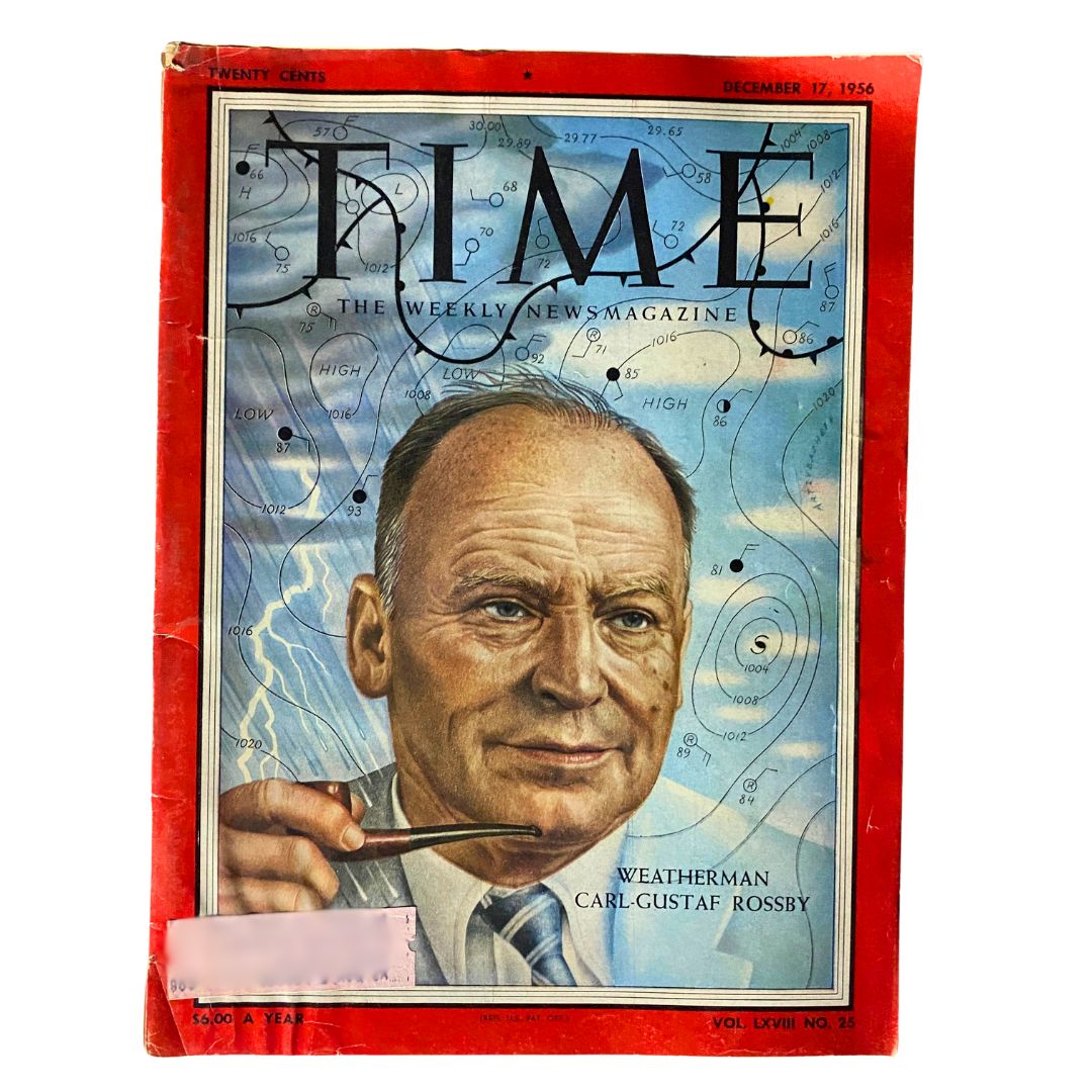 VTG Time Magazine December 17, 1956 featuring Carl-Gustaf Rossby on the cover, known for his contributions to meteorology.