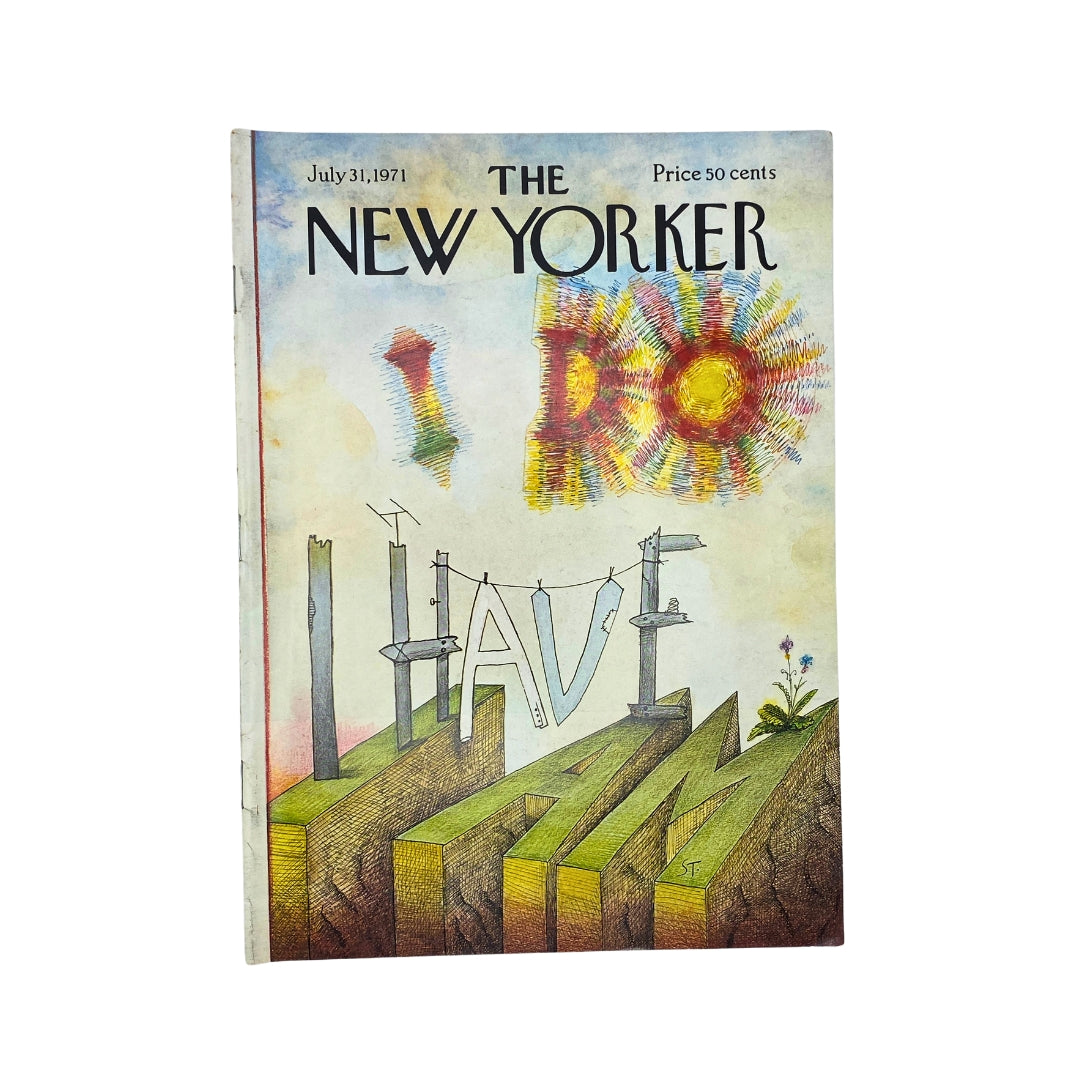 The New Yorker Complete Magazine July 31, 1971 Saul Steinberg Cover No Label VG
