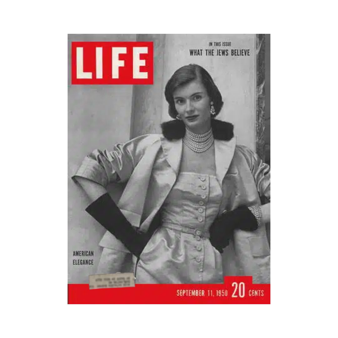 VTG Life Magazine September 11, 1950 cover featuring a model in elegant attire, showcasing American fashion and style, with emphasis on the article 'What the Jews Believe'.