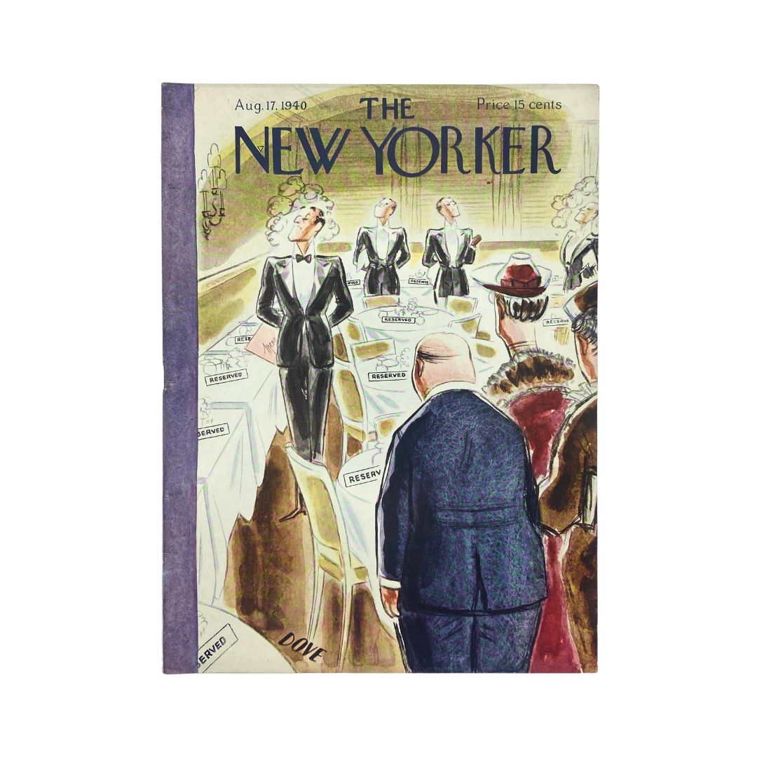 Cover of The New Yorker, August 17, 1940, featuring an illustration by Leonard Dove, VG condition