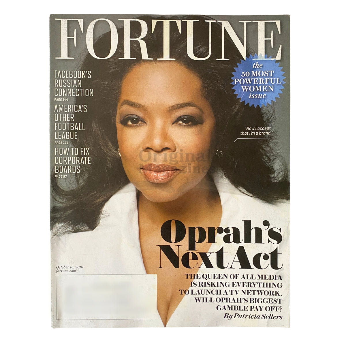 Fortune Magazine October 18, 2010 cover featuring Oprah Winfrey, dubbed 'The Queen of All Media,' discussing her next venture and influence on the media landscape.