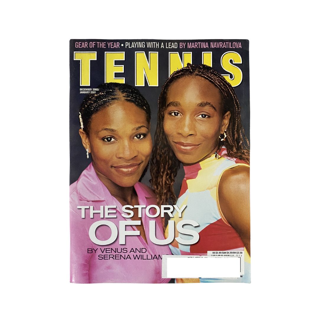 Cover of Tennis Magazine December 2000 featuring Venus and Serena Williams with the title 'The Story of Us'.