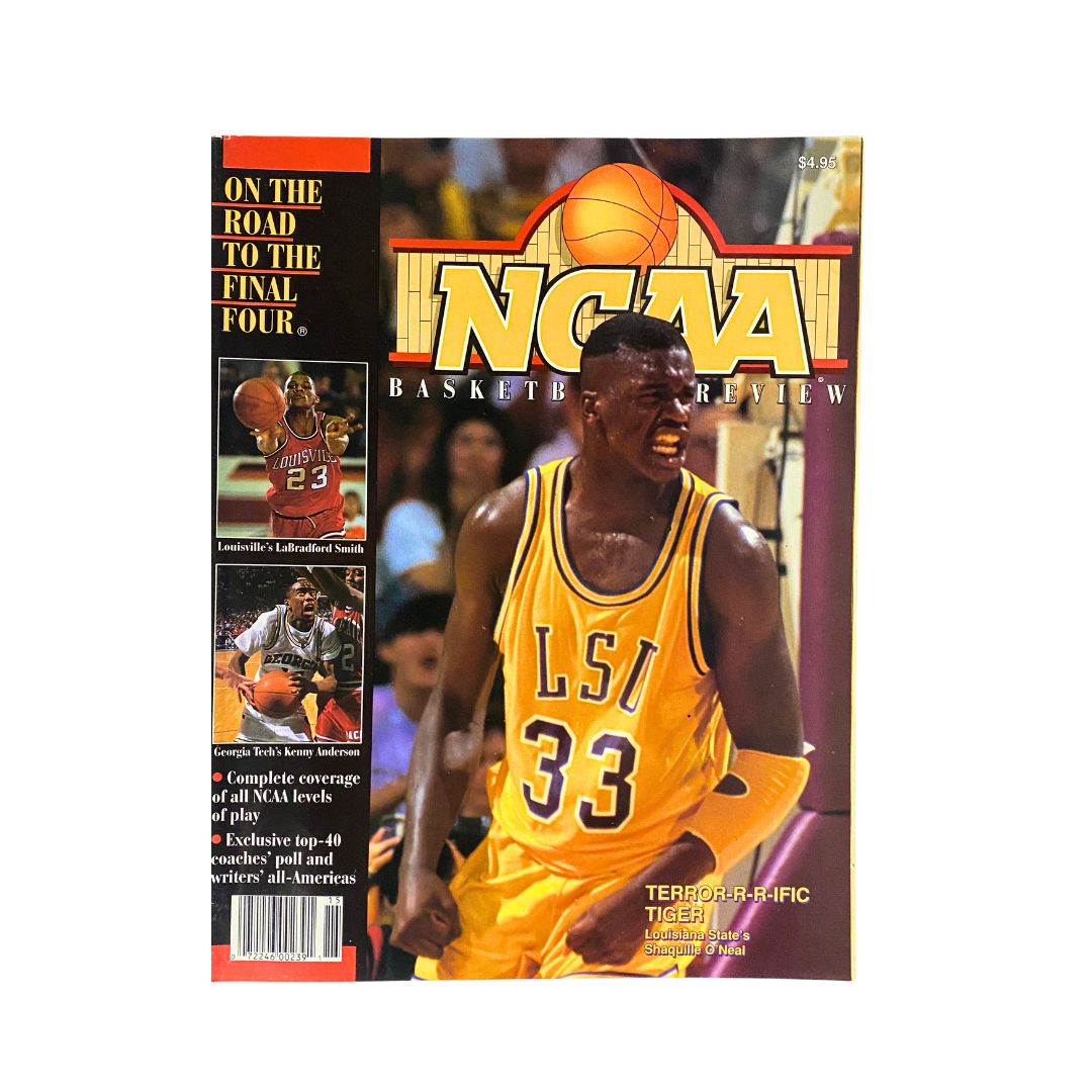NCAA Basketball Preview Magazine, 1990-1991: Featuring Shaquille O'Neal on the cover, in VG condition