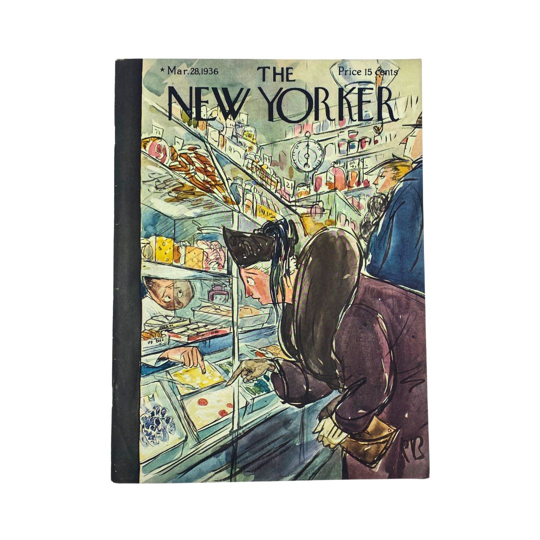 Cover of The New Yorker, March 28, 1936, featuring an illustration by Perry Barlow, VG condition