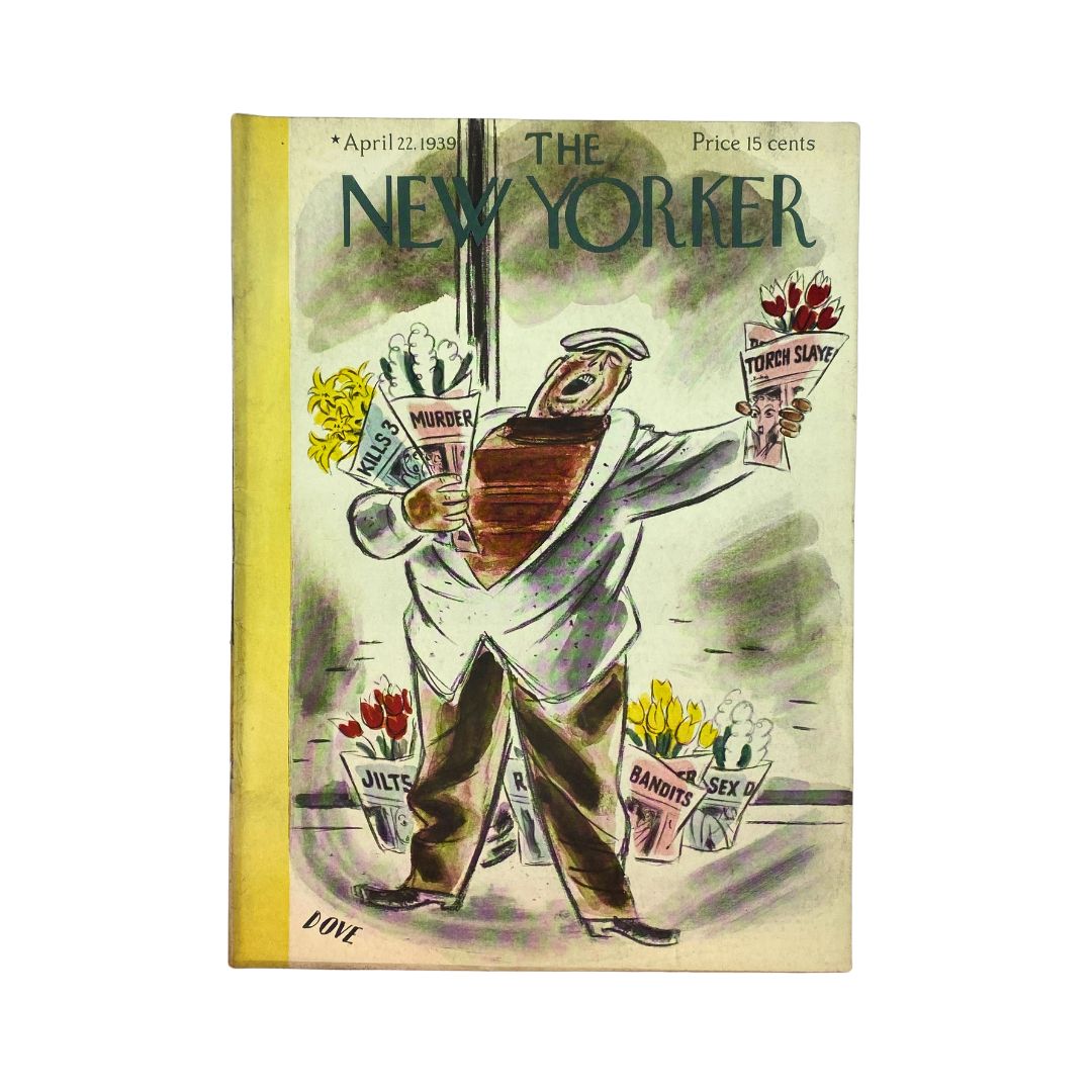 Cover of The New Yorker, April 22, 1939, featuring an illustration by Leonard Dove, VG condition